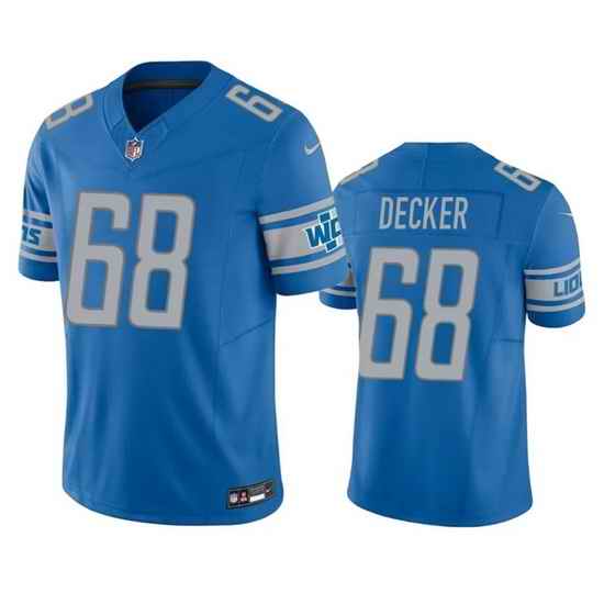 Men Detroit Lions 68 Taylor Decker Blue 2023 F U S E  Vapor Untouchable Limited Stitched Jersey